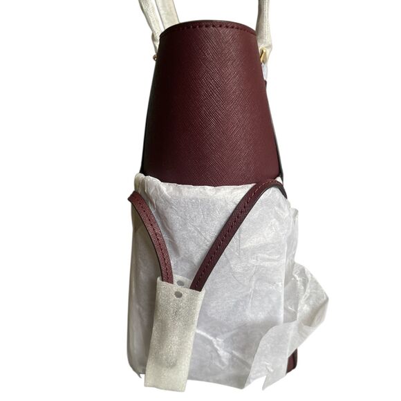 Michael Kors Jet Set Travel XLarge Tote Bag Oxblood Leather Shoulder  Handbag - Picture 5 of 9